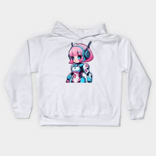 Cute bubblegum robot girl Kids Hoodie